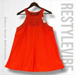 TORRID Women’s Size 1 1X 14-16 Shirt Top Swing Tank Crochet NWT Goddess Neck NEW